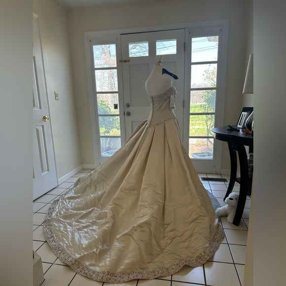 Stephen Yearick Strapless Wedding Gown and Veil - NWT- Champagne Color - Picture 3 of 16